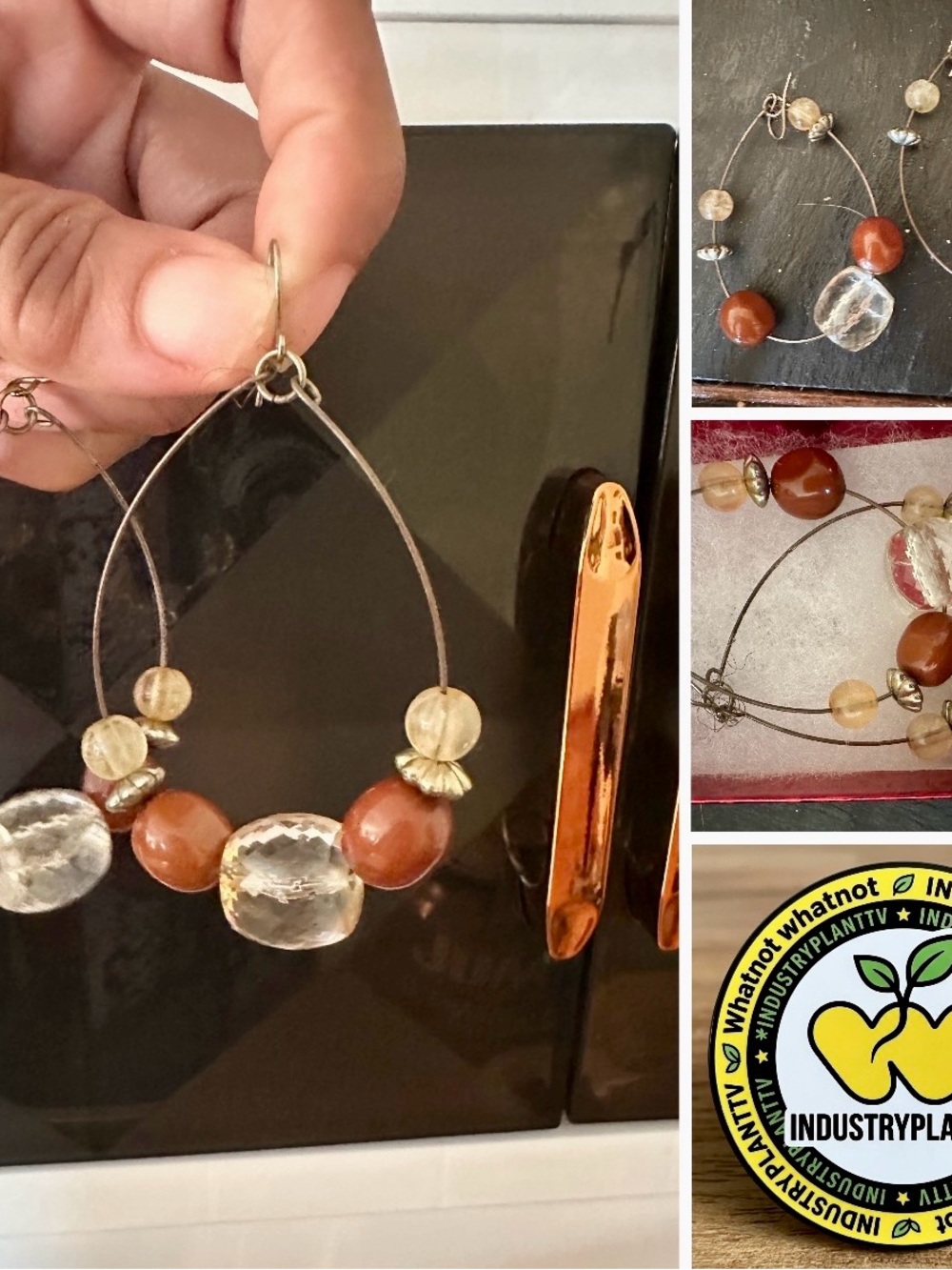 Vintage Gilded Honey Amber & Crystal "Desert Sun" Hoops ☀️✨by Industry Plant